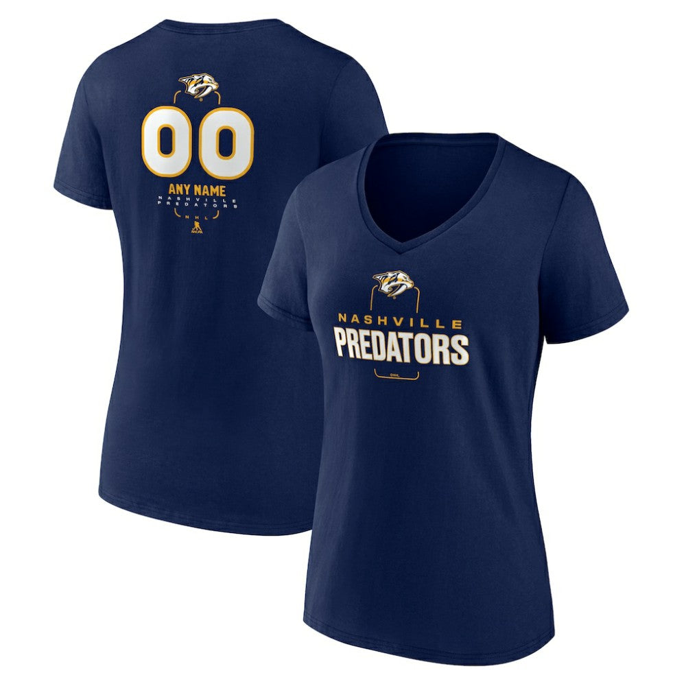 Nashville Predators Women's Personalized Name & Number Midfielder V-Neck T-Shirt On Sale