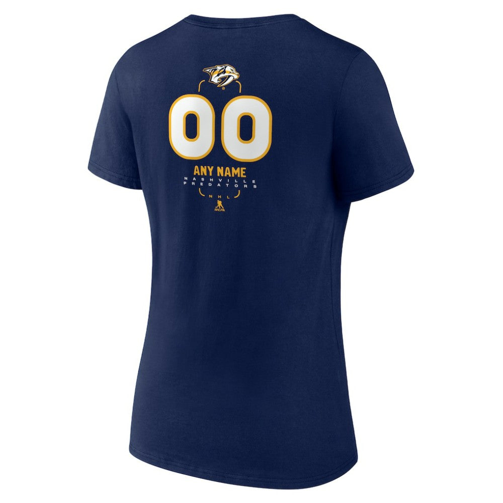 Nashville Predators Women's Personalized Name & Number Midfielder V-Neck T-Shirt On Sale