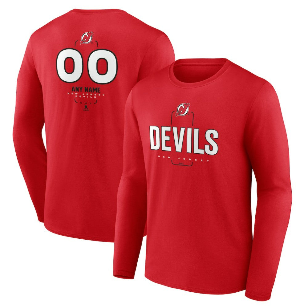 New Jersey Devils Personalized Name & Number Midfielder Long Sleeve T-Shirt Outlet