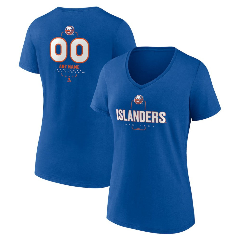 New York Islanders Women's Personalized Name & Number Midfielder V-Neck T-Shirt Discount