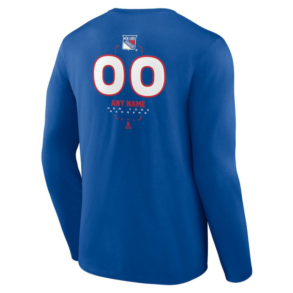 New York Rangers Personalized Name & Number Midfielder Long Sleeve T-Shirt On Sale