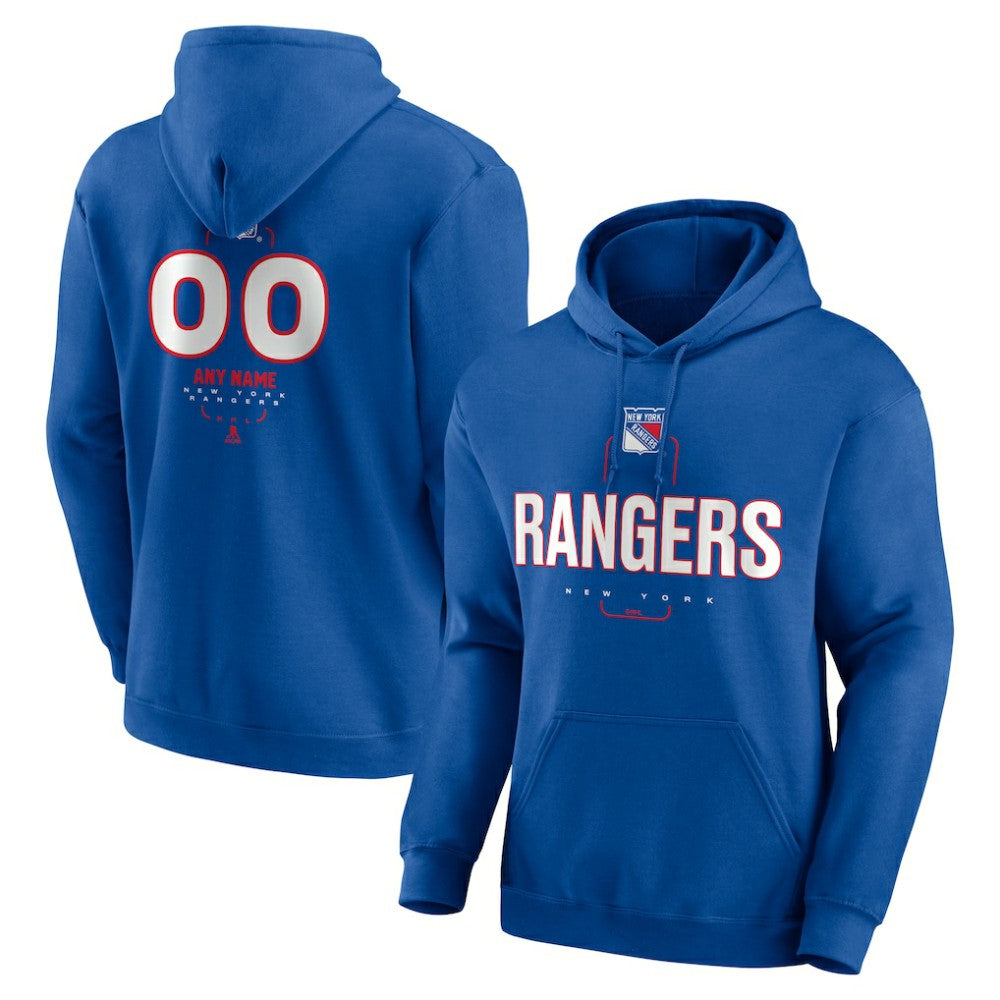 New York Rangers Personalized Name & Number Midfielder Pullover Hoodie Outlet