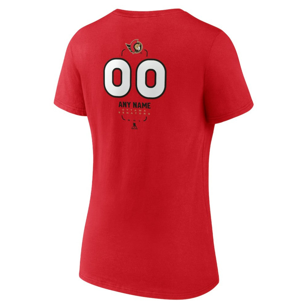 Ottawa Senators Women's Personalized Name & Number Midfielder V-Neck T-Shirt Discount