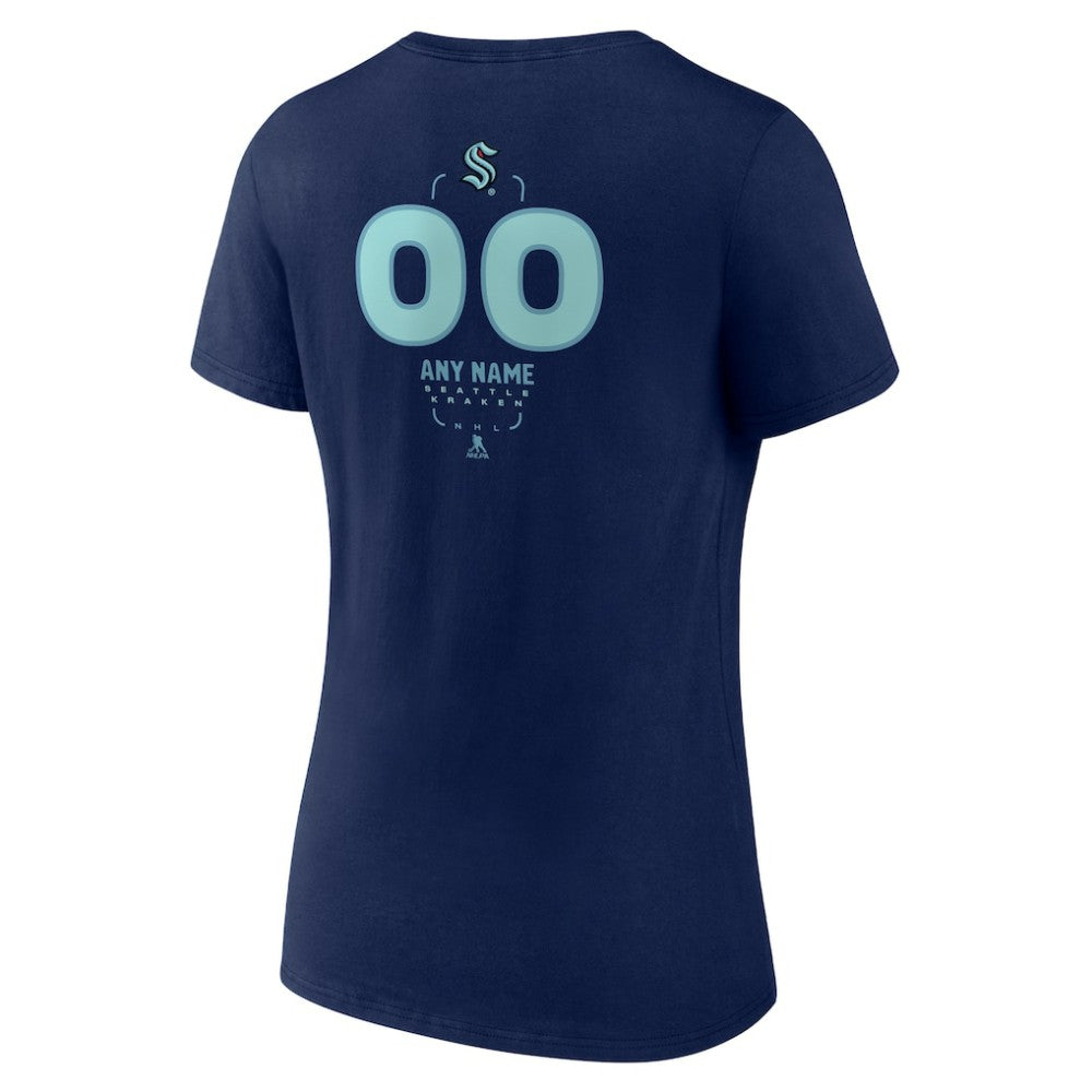 Seattle Kraken Women's Personalized Name & Number Midfielder V-Neck T-Shirt On Sale