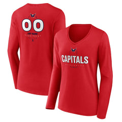 Washington Capitals Women's Personalized Name & Number Midfielder Long Sleeve V-Neck T-Shirt Online
