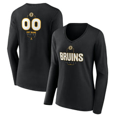 Boston Bruins Women's Personalized Name & Number Midfielder Long Sleeve V-Neck T-Shirt On Sale
