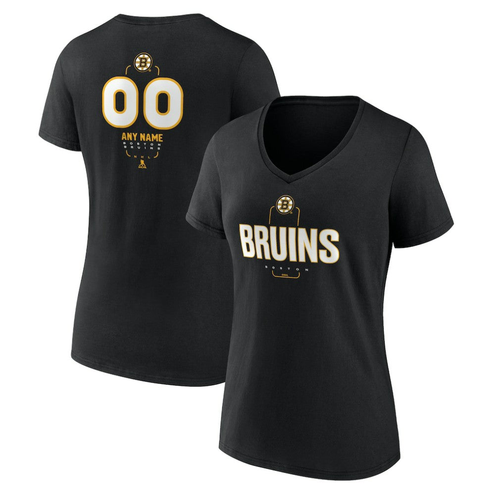Boston Bruins Women's Personalized Name & Number Midfielder V-Neck T-Shirt Sale