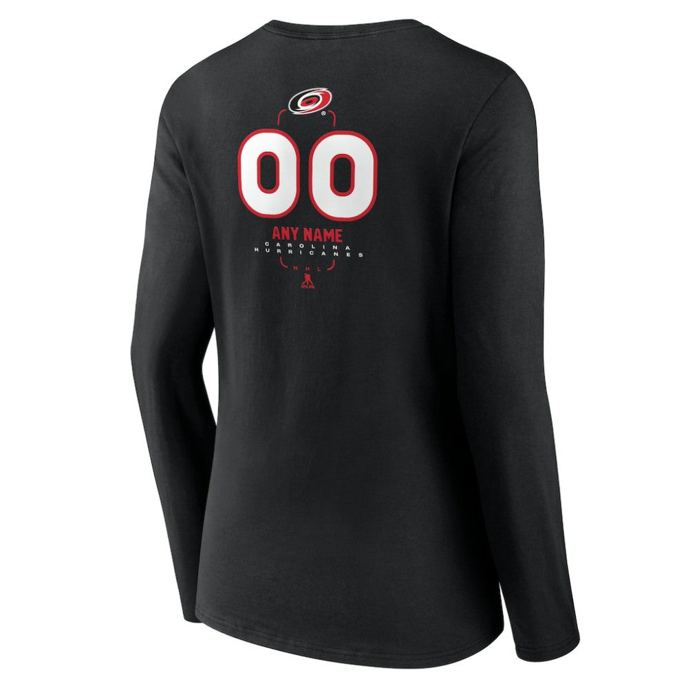 Carolina Hurricanes Women's Personalized Name & Number Midfielder Long Sleeve V-Neck T-Shirt Online