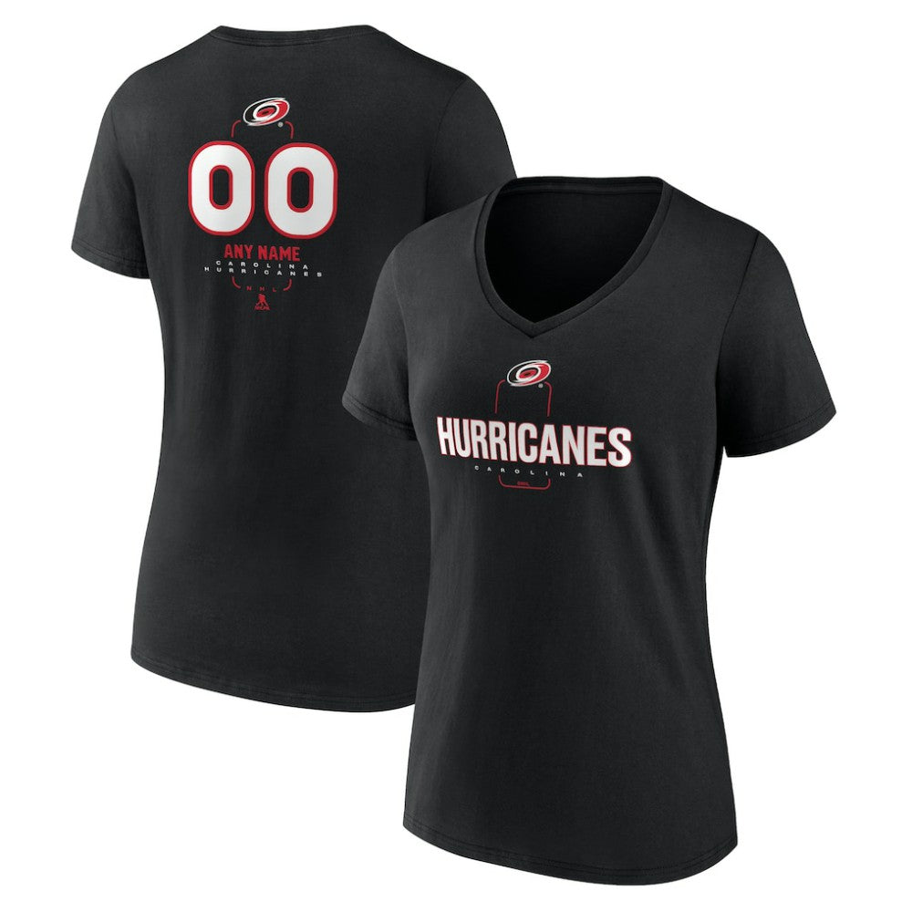 Carolina Hurricanes Women's Personalized Name & Number Midfielder V-Neck T-Shirt On Sale