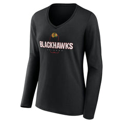 Chicago Blackhawks Women's Personalized Name & Number Midfielder Long Sleeve V-Neck T-Shirt On Sale