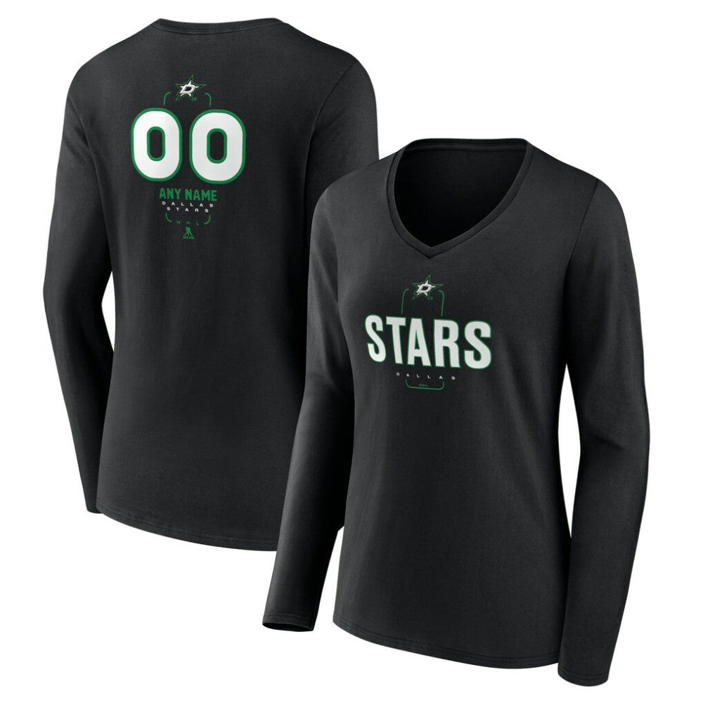 Dallas Stars Women's Personalized Name & Number Midfielder Long Sleeve V-Neck T-Shirt On Sale
