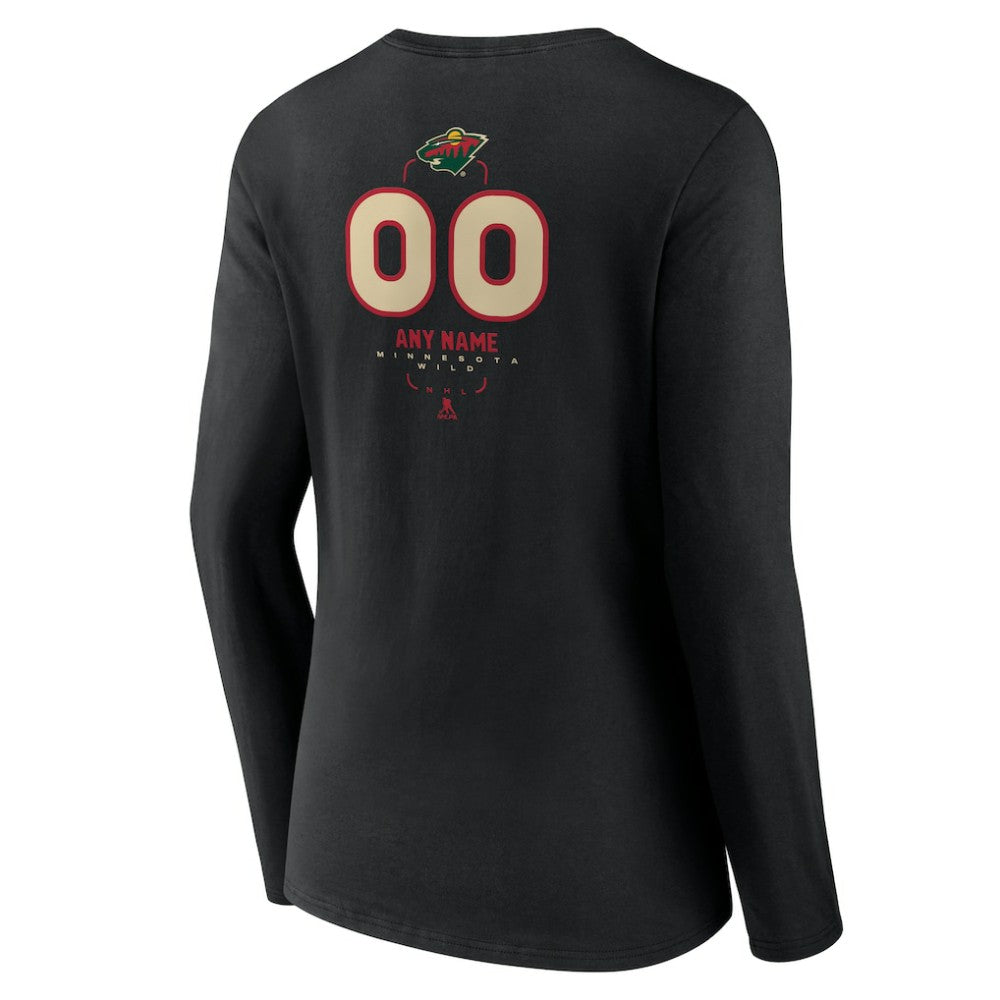 Minnesota Wild Women's Personalized Name & Number Midfielder Long Sleeve V-Neck T-Shirt Online
