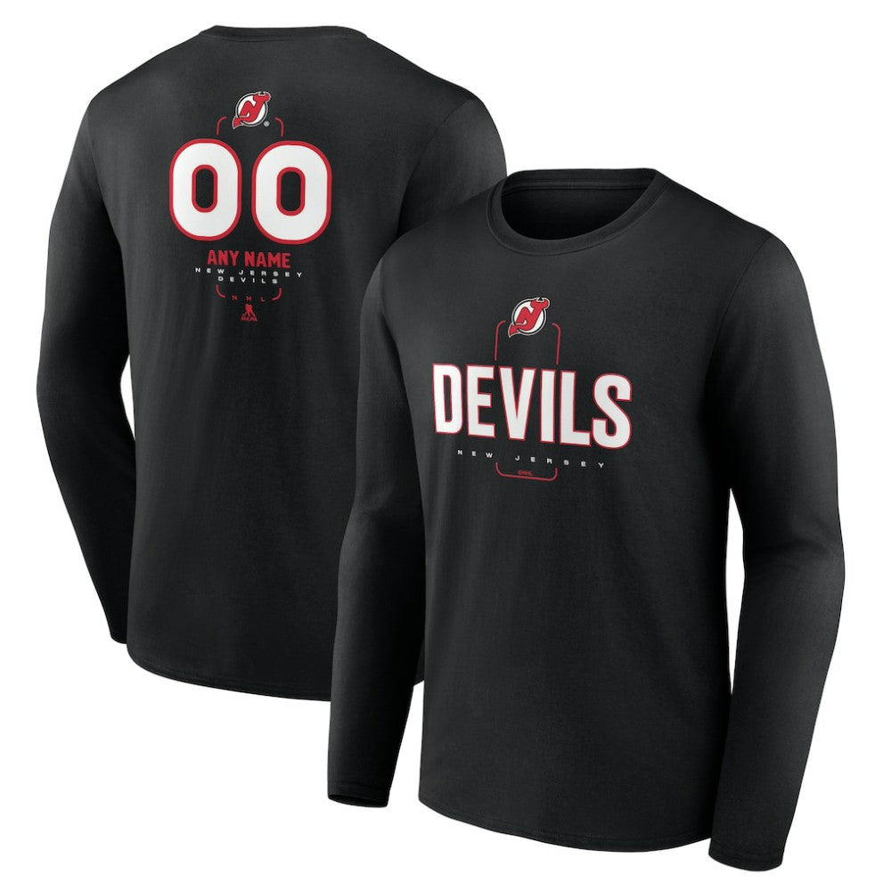 New Jersey Devils Personalized Name & Number Midfielder Long Sleeve T-Shirt Discount