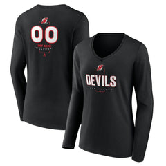 New Jersey Devils Women's Personalized Name & Number Midfielder Long Sleeve V-Neck T-Shirt Online