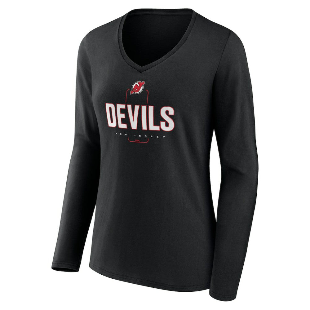 New Jersey Devils Women's Personalized Name & Number Midfielder Long Sleeve V-Neck T-Shirt Online