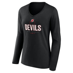 New Jersey Devils Women's Personalized Name & Number Midfielder Long Sleeve V-Neck T-Shirt Online