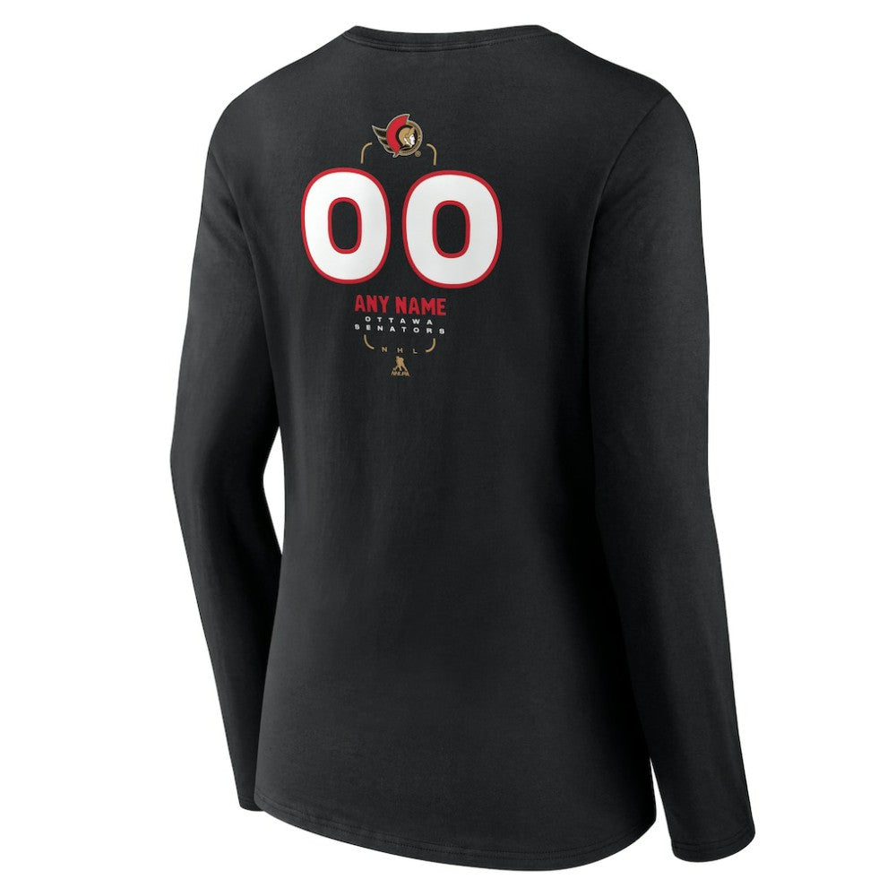 Ottawa Senators Women's Personalized Name & Number Midfielder Long Sleeve V-Neck T-Shirt For Sale