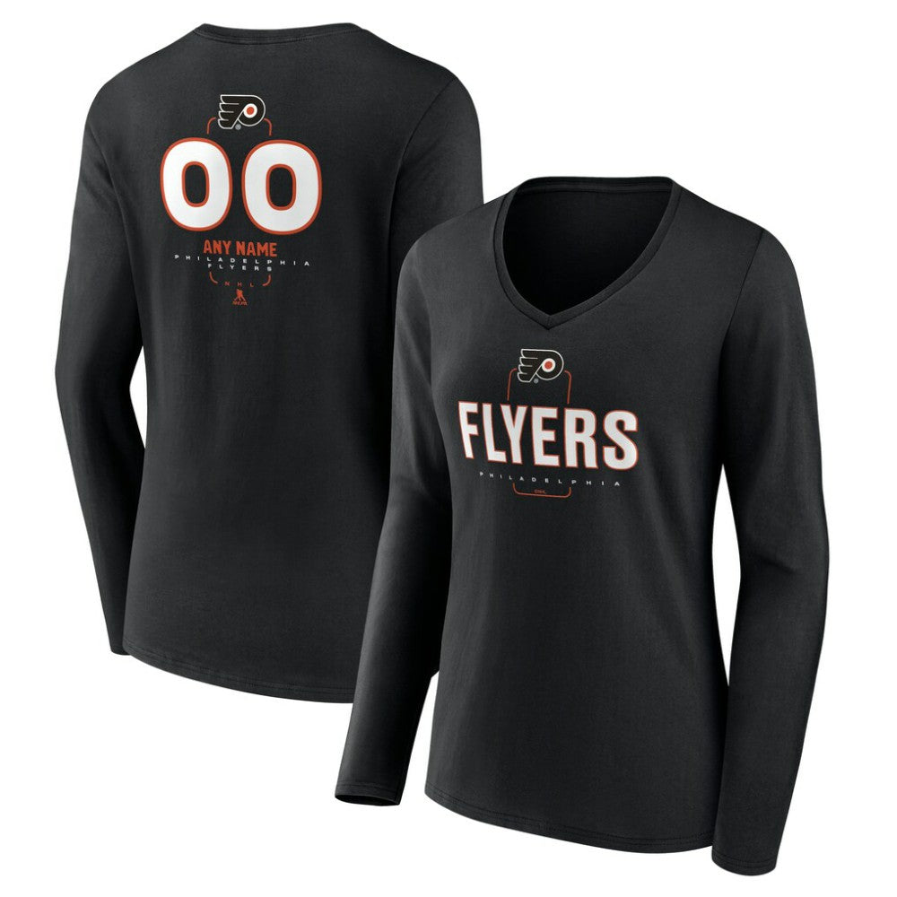Philadelphia Flyers Women's Personalized Name & Number Midfielder Long Sleeve V-Neck T-Shirt Online