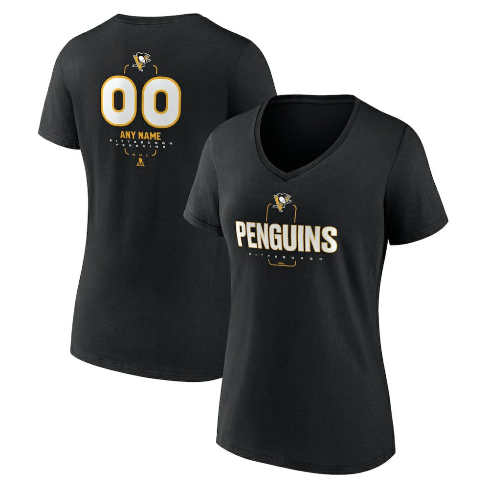 Pittsburgh Penguins Women's Personalized Name & Number Midfielder V-Neck T-Shirt Outlet