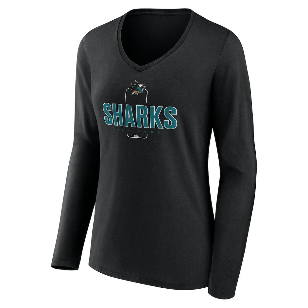 San Jose Sharks Women's Personalized Name & Number Midfielder Long Sleeve V-Neck T-Shirt Online