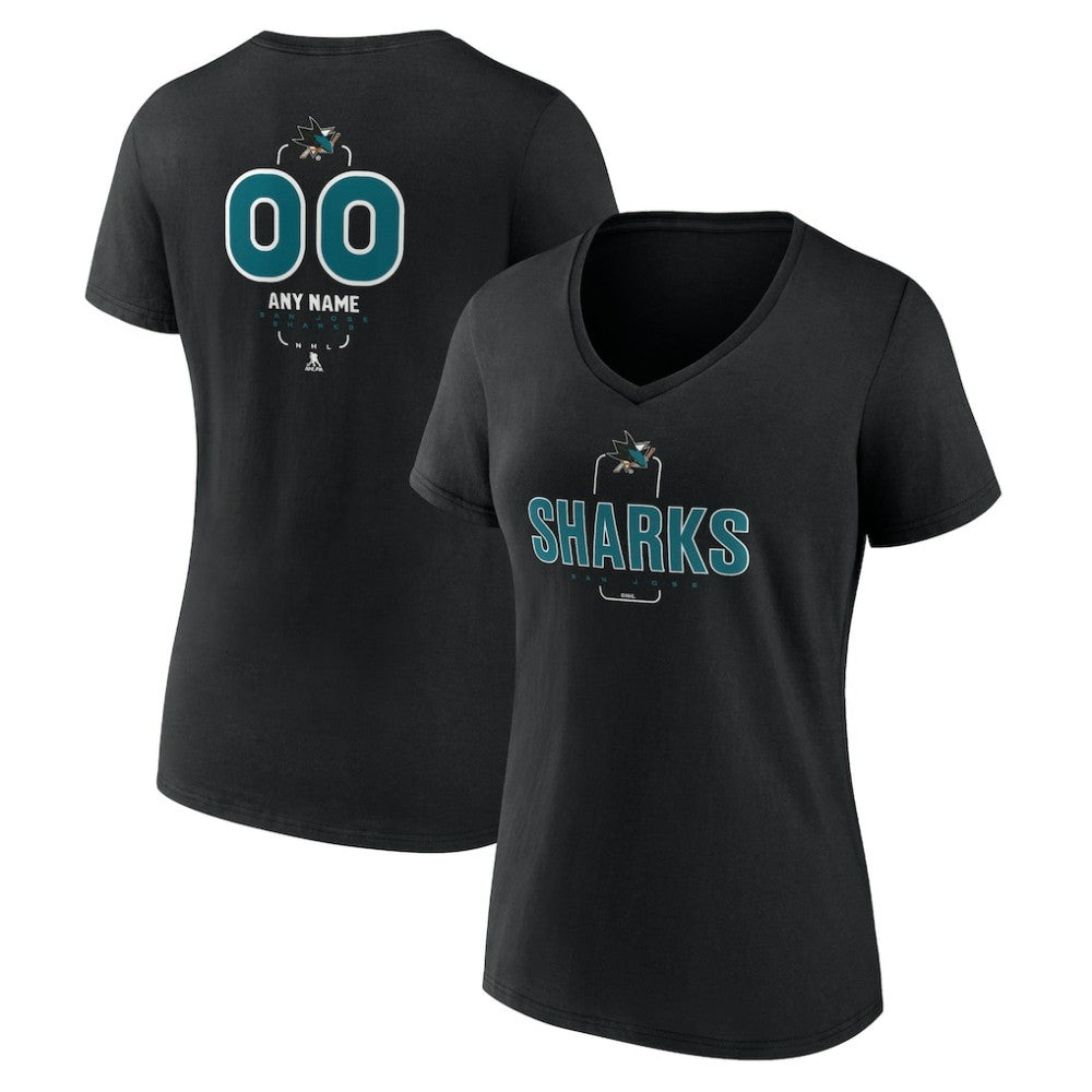 San Jose Sharks Women's Personalized Name & Number Midfielder V-Neck T-Shirt Online