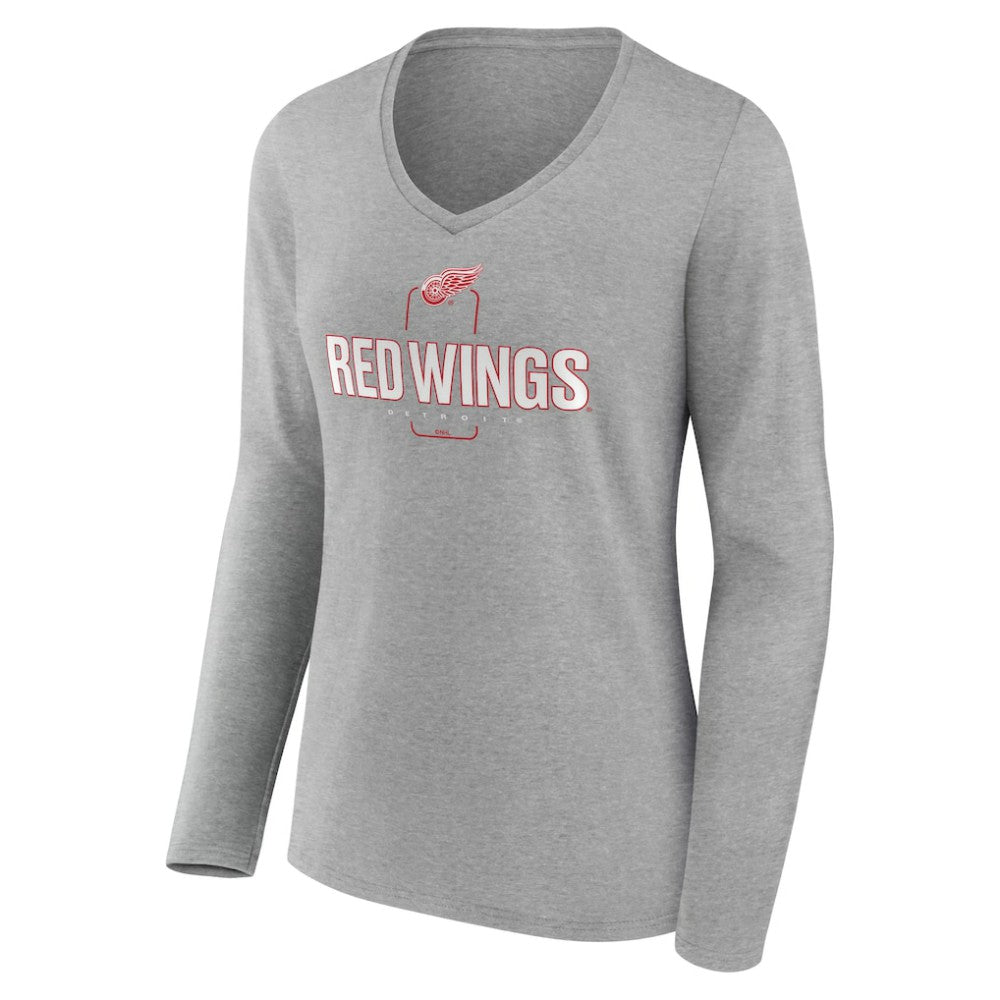 Detroit Red Wings Women's Personalized Name & Number Midfielder Long Sleeve V-Neck T-Shirt On Sale