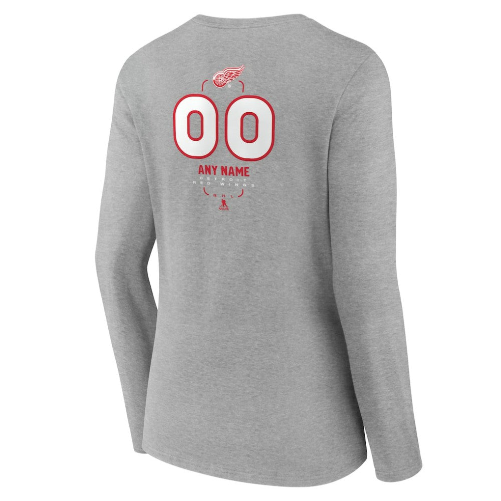 Detroit Red Wings Women's Personalized Name & Number Midfielder Long Sleeve V-Neck T-Shirt On Sale