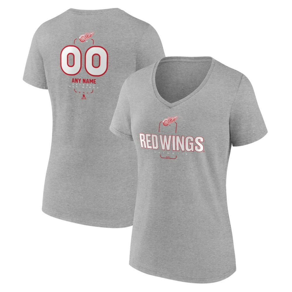 Detroit Red Wings Women's Personalized Name & Number Midfielder V-Neck T-Shirt Outlet