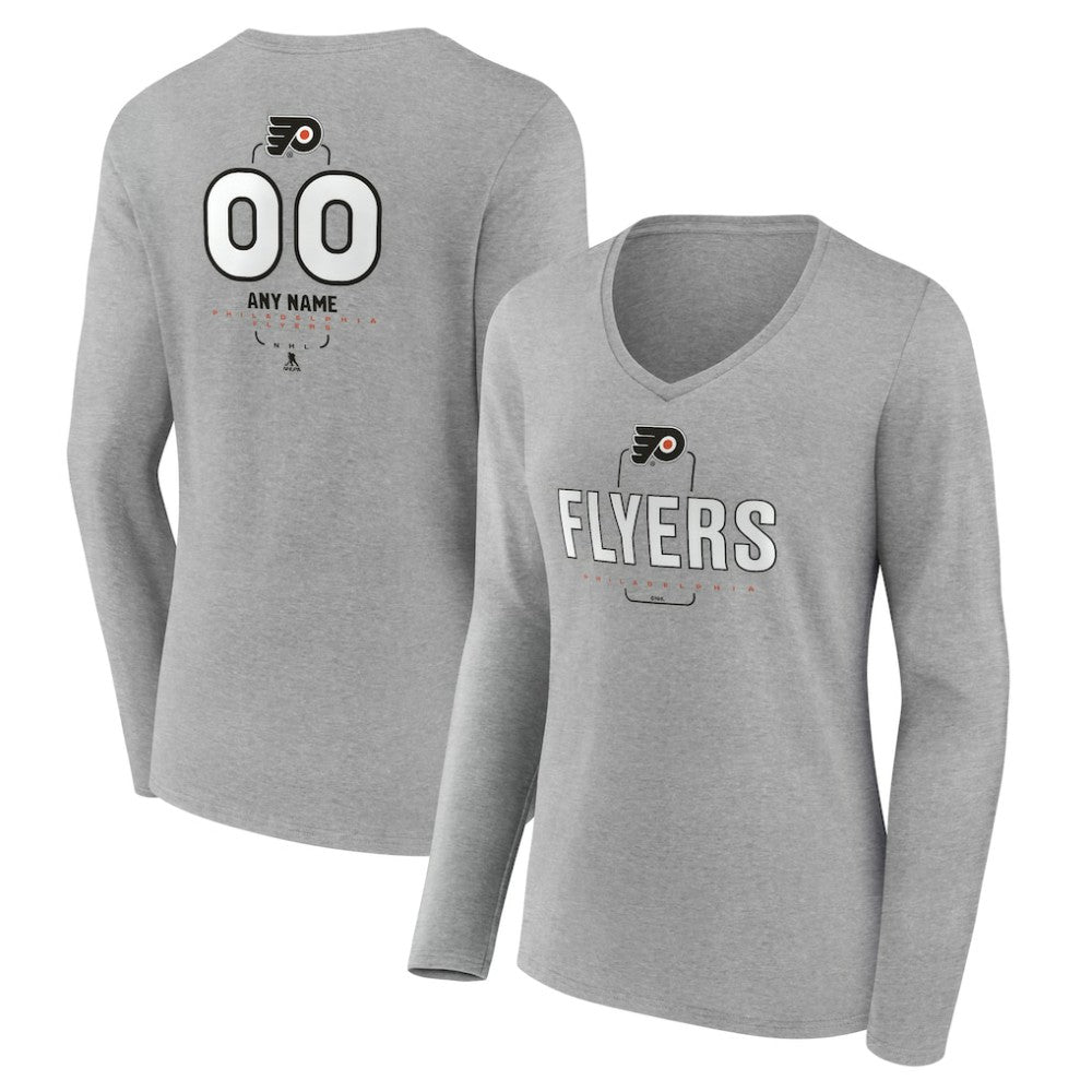 Philadelphia Flyers Women's Personalized Name & Number Midfielder Long Sleeve V-Neck T-Shirt Discount