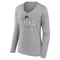 Philadelphia Flyers Women's Personalized Name & Number Midfielder Long Sleeve V-Neck T-Shirt Discount