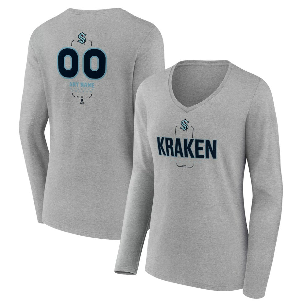Seattle Kraken Women's Personalized Name & Number Midfielder Long Sleeve V-Neck T-Shirt Online