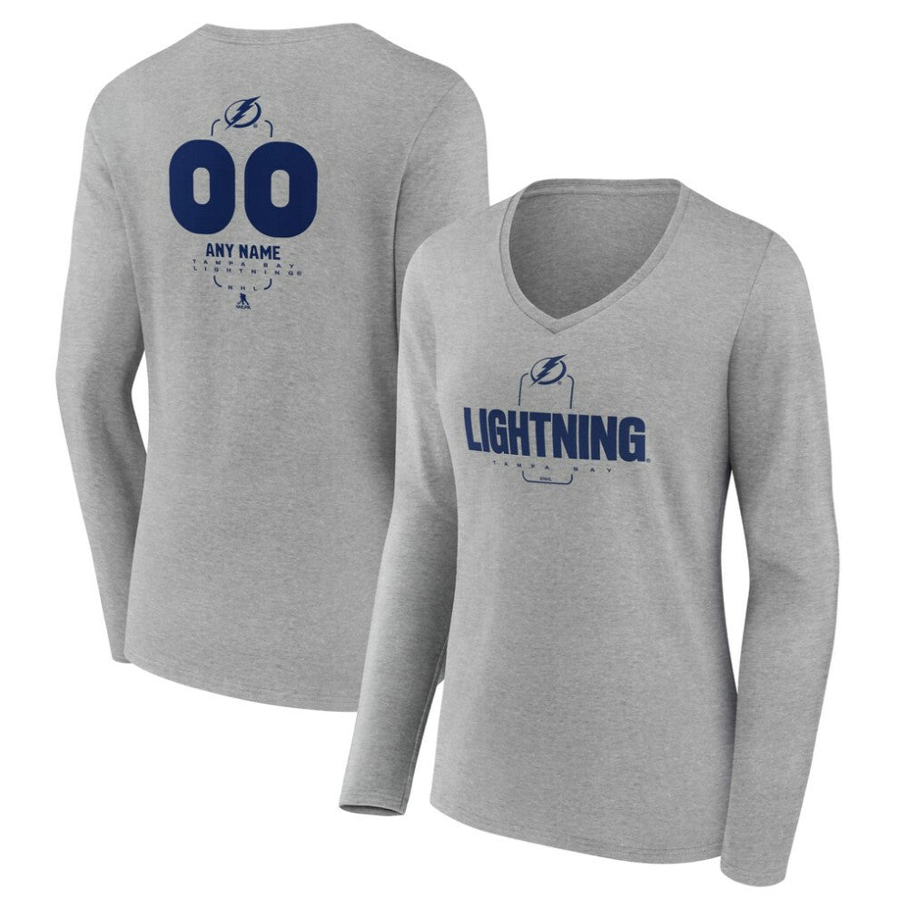 Tampa Bay Lightning Women's Personalized Name & Number Midfielder Long Sleeve V-Neck T-Shirt Outlet
