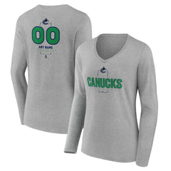 Vancouver Canucks Women's Personalized Name & Number Midfielder Long Sleeve V-Neck T-Shirt For Sale