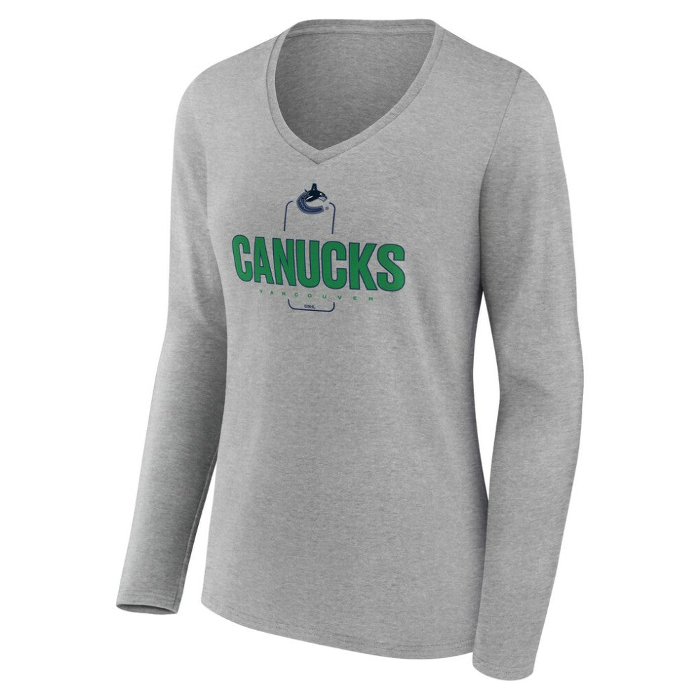 Vancouver Canucks Women's Personalized Name & Number Midfielder Long Sleeve V-Neck T-Shirt For Sale