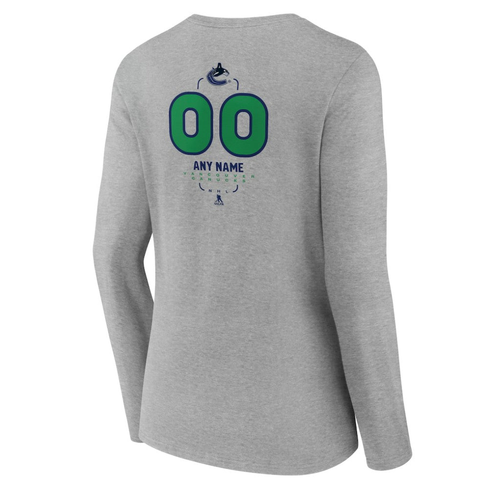 Vancouver Canucks Women's Personalized Name & Number Midfielder Long Sleeve V-Neck T-Shirt For Sale