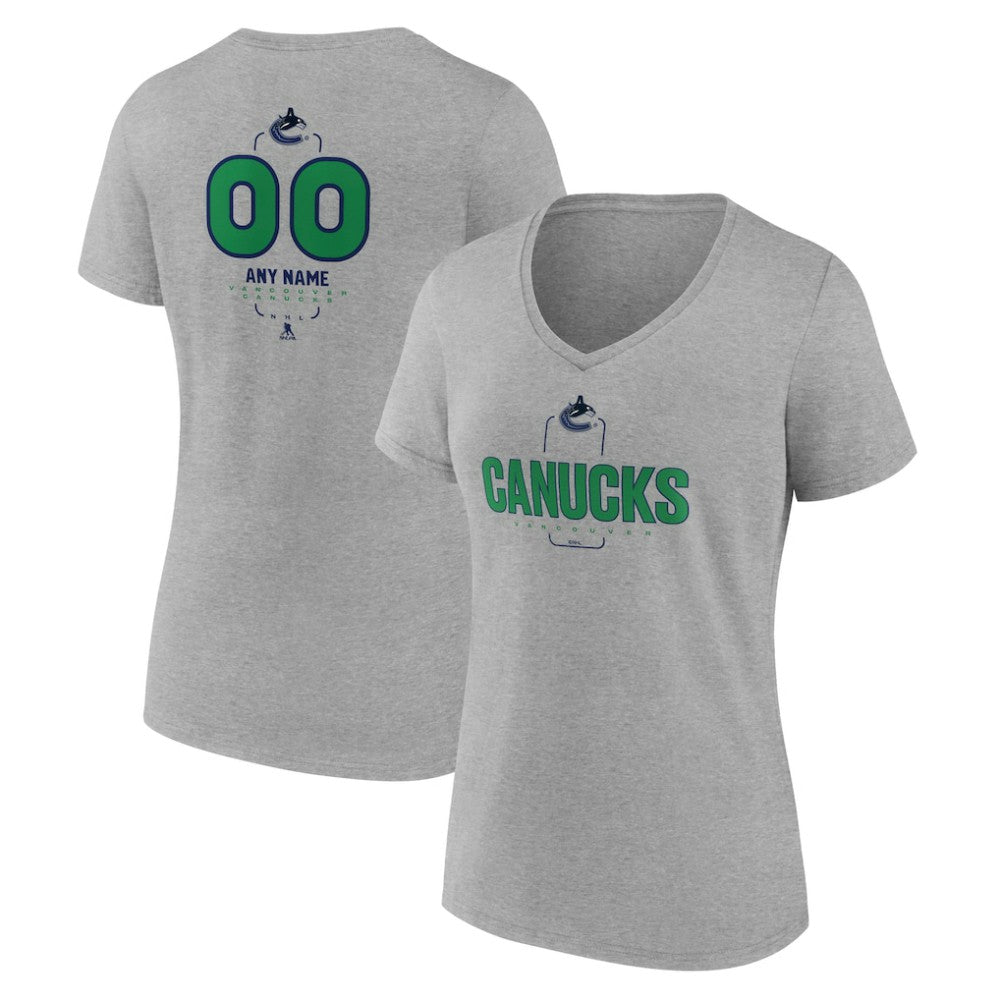 Vancouver Canucks Women's Personalized Name & Number Midfielder V-Neck T-Shirt Online