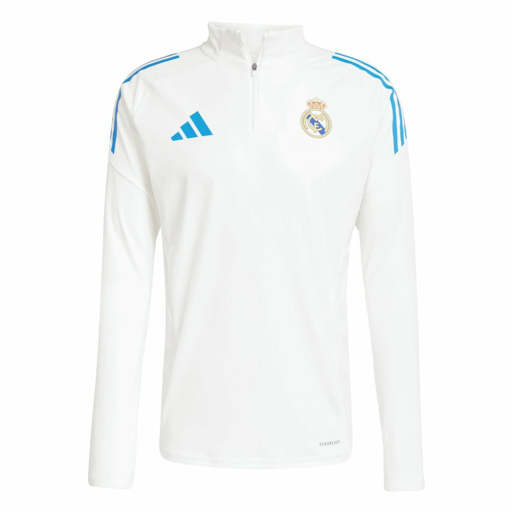 Real Madrid 2025/26 AEROREADY Raglan Quarter-Zip Training Top White - Adidas