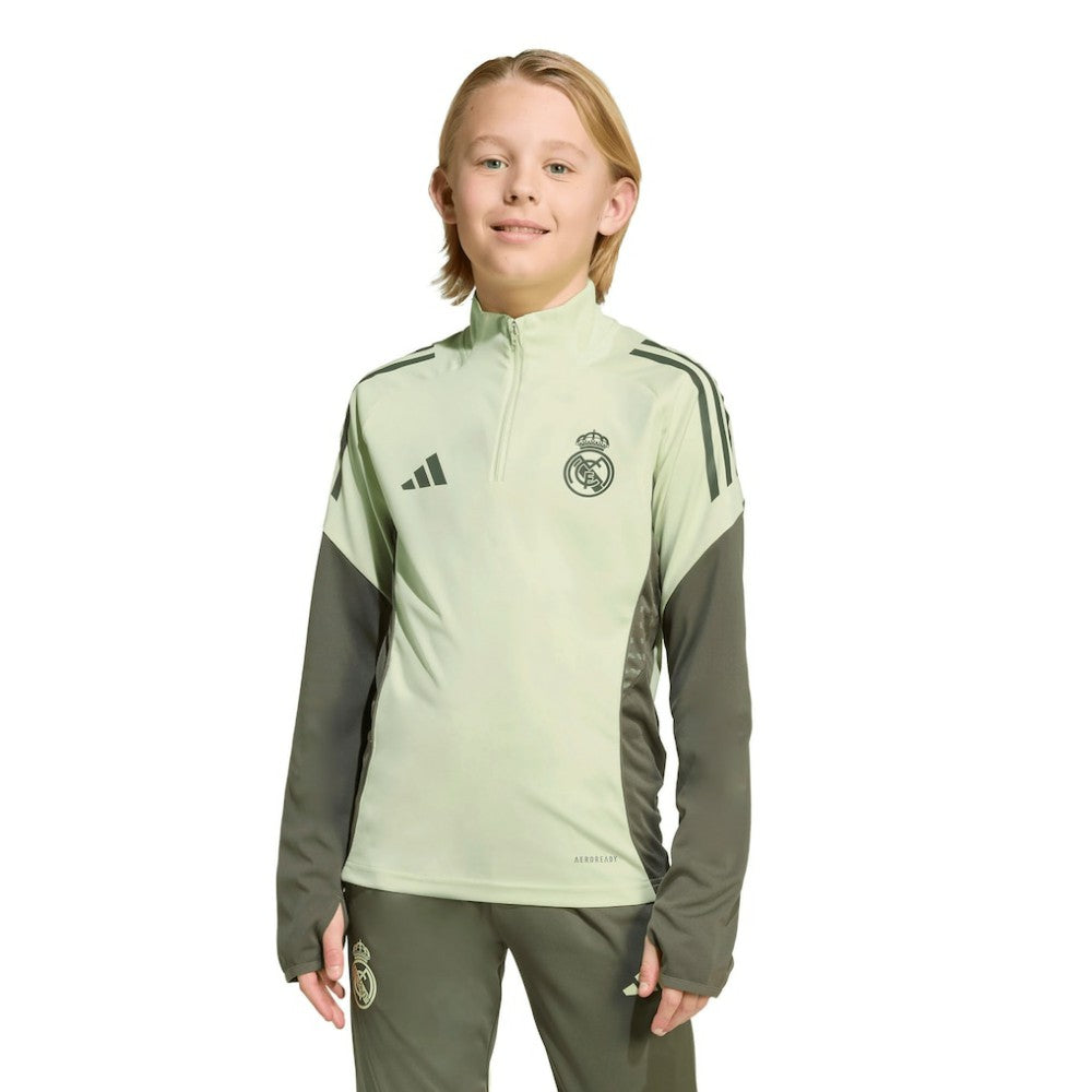 Real Madrid Youth 2025/26 Training AEROREADY Quarter-Zip Pullover Green - Adidas