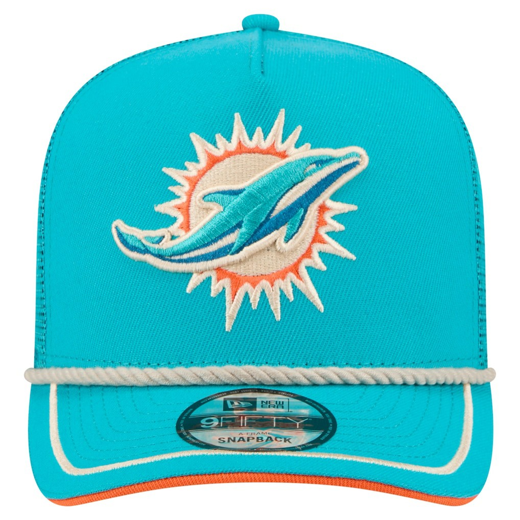 Miami Dolphins New Era Vintage Team Rope A-Frame Trucker 9FIFTY Snapback Hat