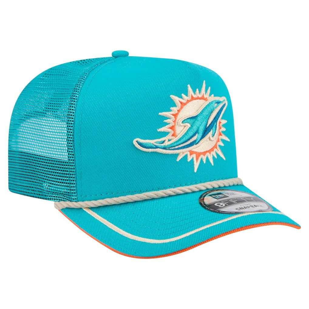 Miami Dolphins New Era Vintage Team Rope A-Frame Trucker 9FIFTY Snapback Hat