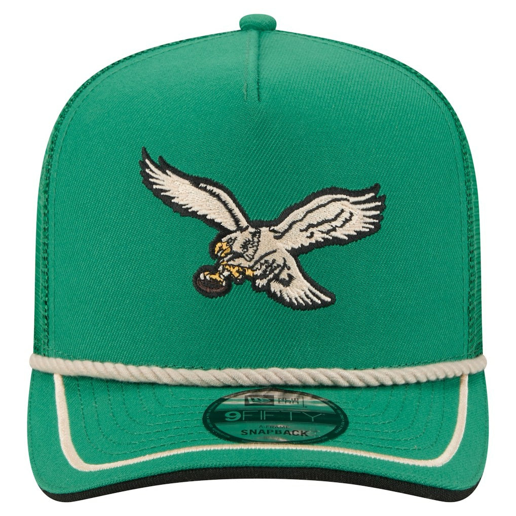 Philadelphia Eagles New Era Vintage Team Rope A-Frame Trucker 9FIFTY Snapback Hat