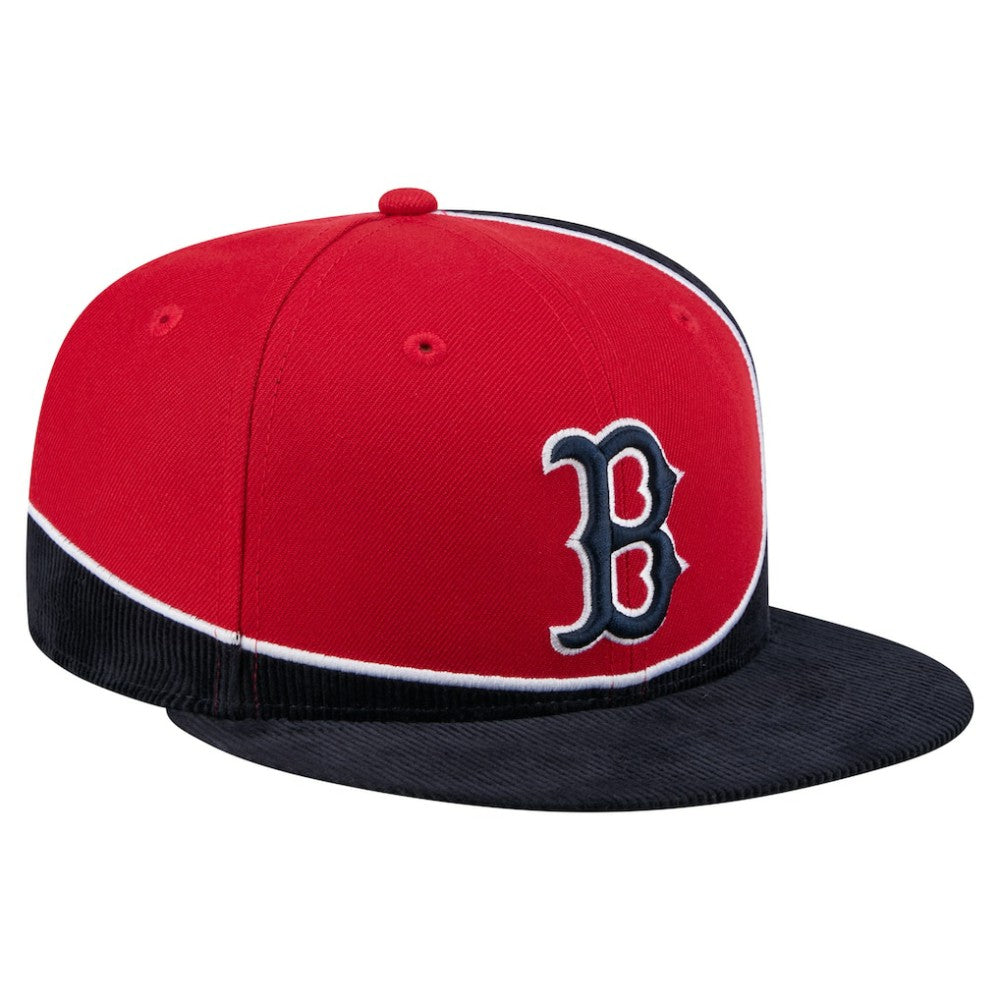 Boston Red Sox New Era Retro Split Corduroy Snapback Hat | MLB Discount