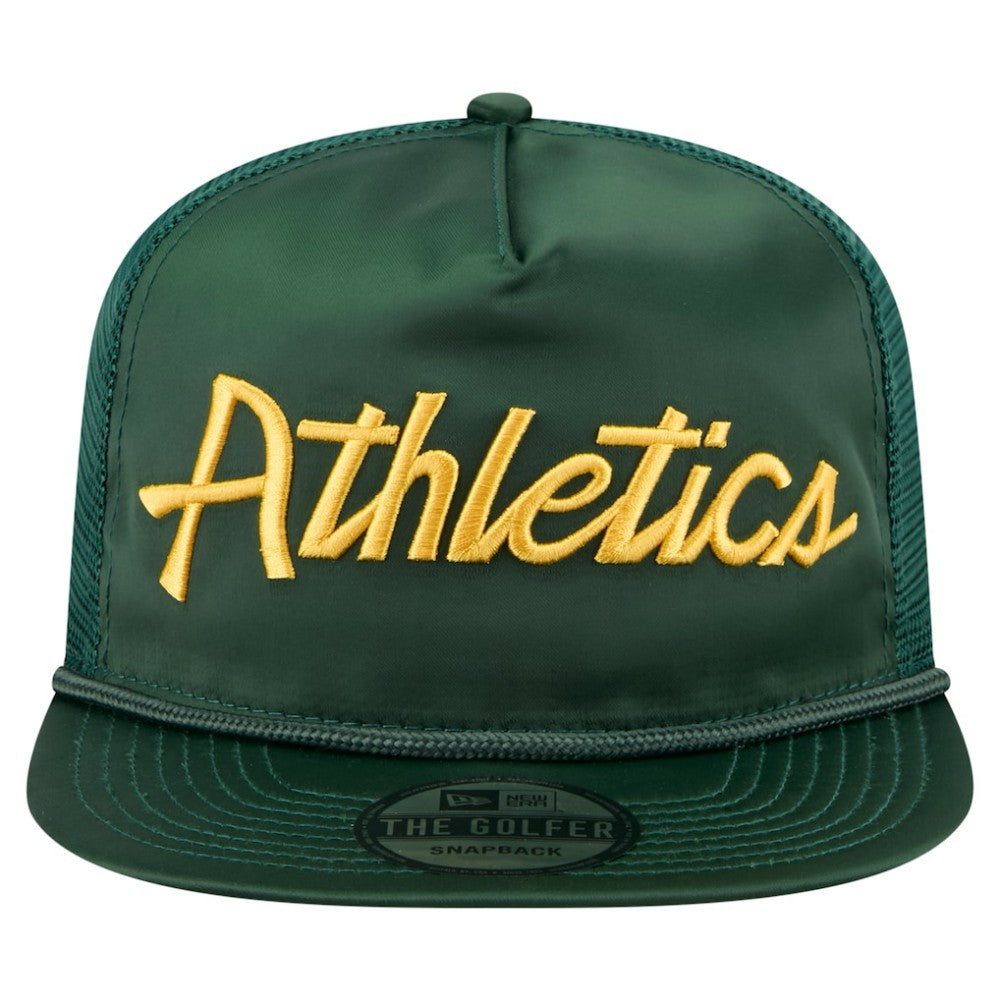 Athletics New Era Retro Satin Script Golfer Adjustable Hat | MLB Sale