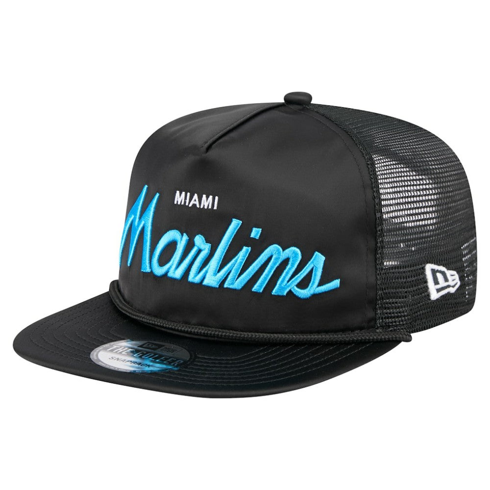 Miami Marlins New Era Retro Satin Script Golfer Adjustable Hat | MLB Near me