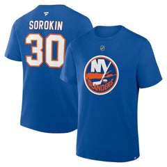 Ilya Sorokin New York Islanders Fanatics Authentic Stack Name & Number T-Shirt Sale