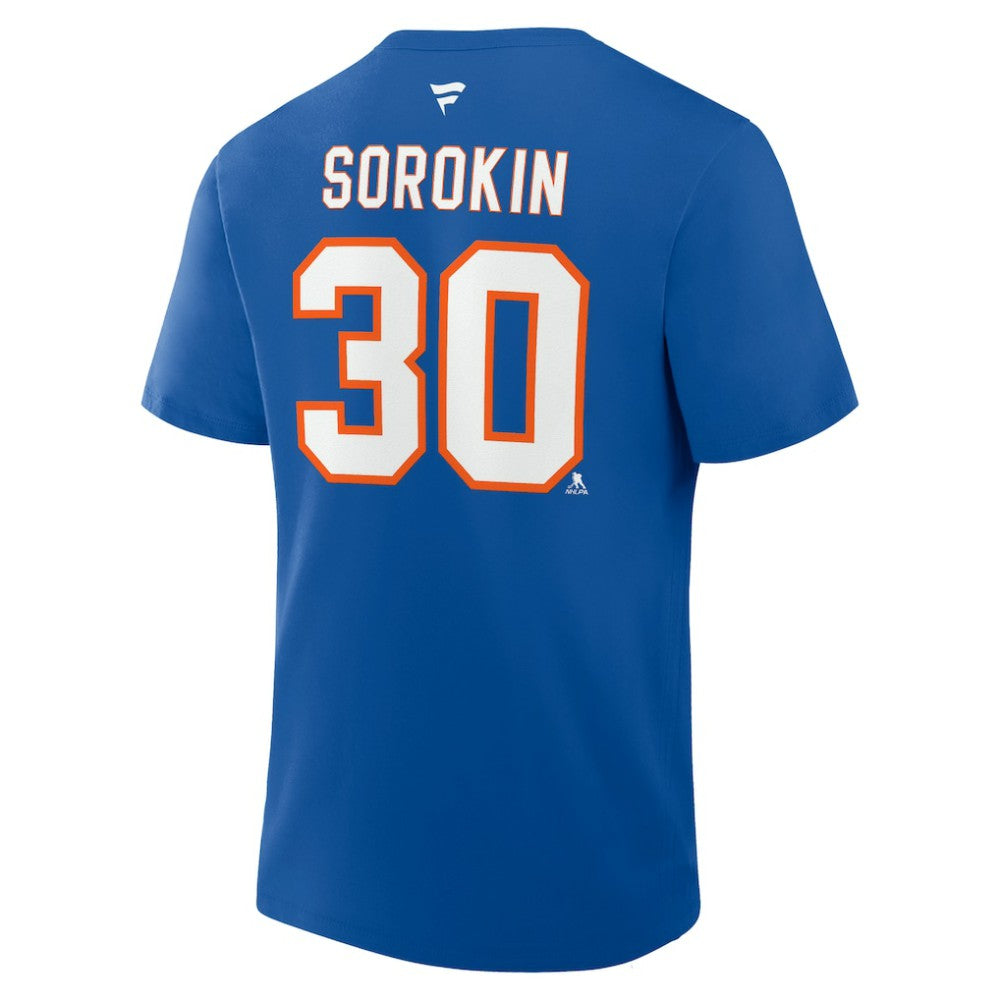 Ilya Sorokin New York Islanders Fanatics Authentic Stack Name & Number T-Shirt Sale