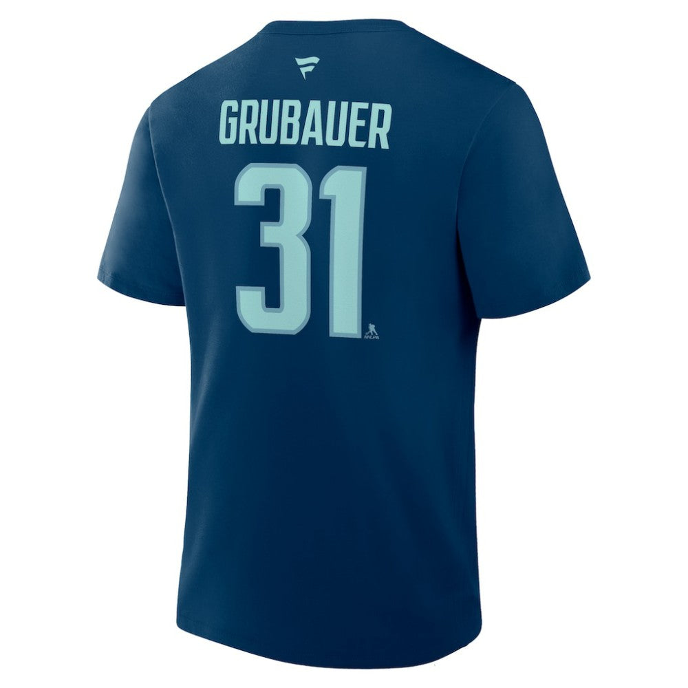 Philipp Grubauer Seattle Kraken Fanatics Authentic Stack Name & Number T-Shirt On Sale