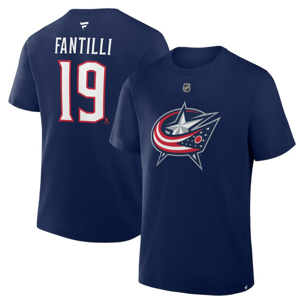 Adam Fantilli Columbus Blue Jackets Fanatics Authentic Stack Name & Number T-Shirt Sale