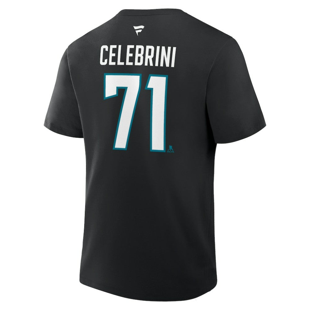 Macklin Celebrini San Jose Sharks Fanatics Authentic Stack Name & Number T-Shirt On Sale