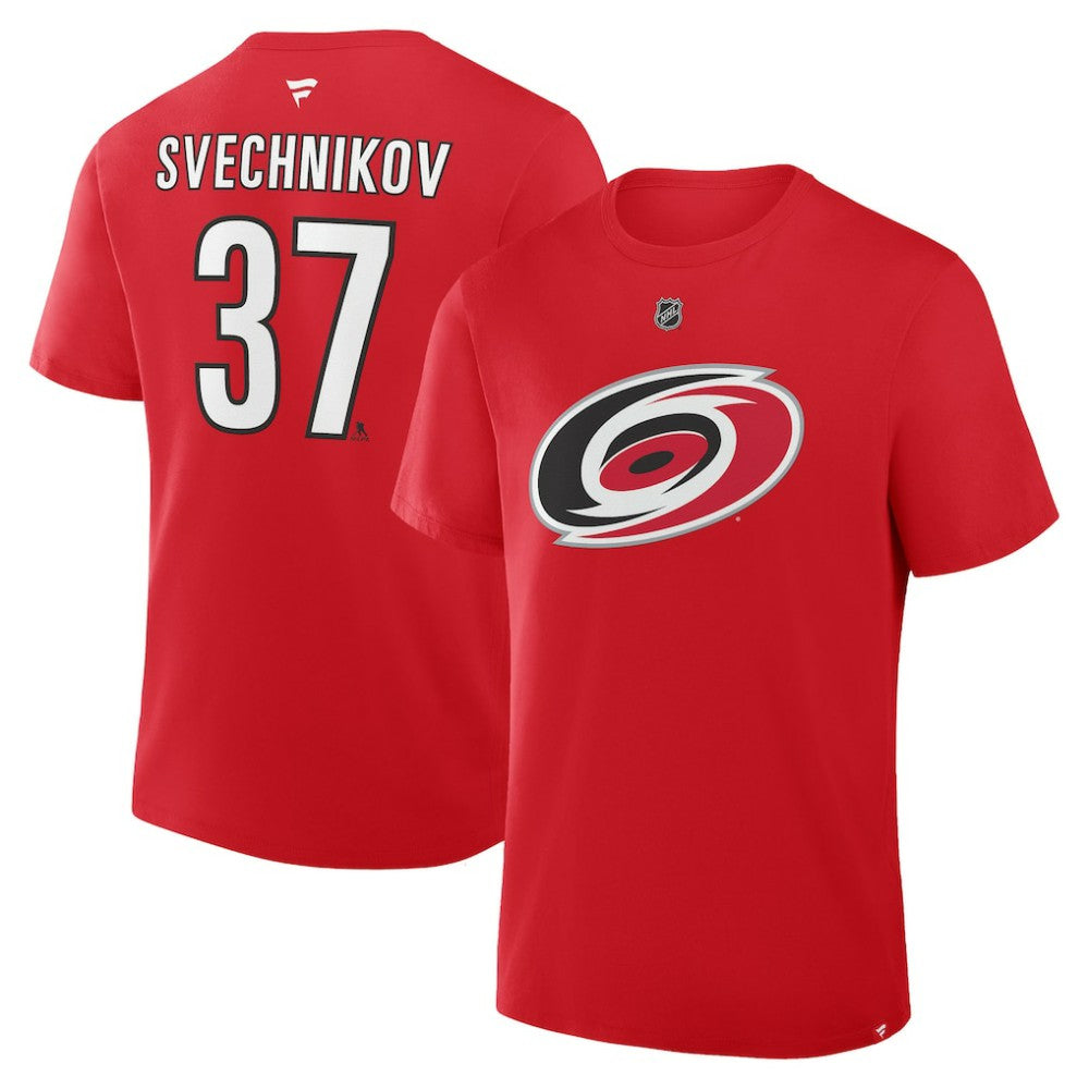 Andrei Svechnikov Carolina Hurricanes Fanatics Authentic Stack Name & Number T-Shirt For Sale